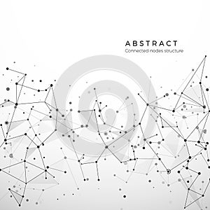 Abstract plexus structure of digital data, web and node. Particles and dots connection. Atom and molecule concept photo