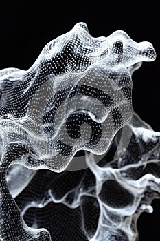 Abstract Point Wave of Particles, Futuristic Binary Code Waveform on Dark Background. 3D Render.