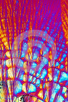Abstract,polarizing micrograph of ascorbic acid crystals. photo