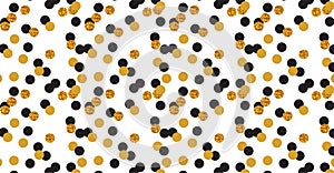 Abstract polka dot pattern with gold glitter effect. Confetti celebration, Falling golden abstract decoration for party