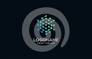 abstract polygon logo design element . technology logo design template