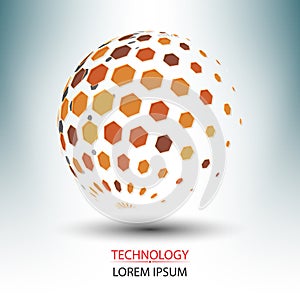 Abstract polygon logo and network technology concept design