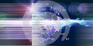 Abstract polygonal analyze algorithm artificial intelligence data. Analytics algorithms banner for science, technology and