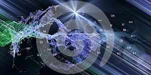 Abstract polygonal analyze algorithm artificial intelligence data. Analytics algorithms banner for science, technology and