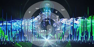 Abstract polygonal analyze algorithm artificial intelligence data. Analytics algorithms banner for science, technology and