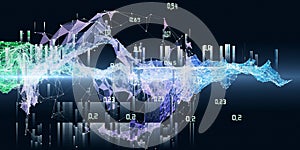 Abstract polygonal analyze algorithm artificial intelligence data. Big data.  Analytics algorithms banner for science, technology