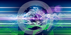 Abstract polygonal artificial intelligence data. Analytics algorithms banner for science, technology and business. Quantum