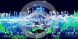 Abstract polygonal artificial intelligence data. Analytics algorithms banner for science, technology and business.  Quantum