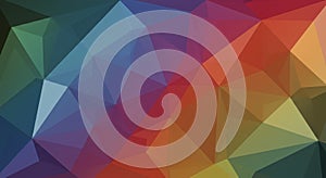 Abstract polygonal artwork featuring an array of overlapping triangles in a vibrant