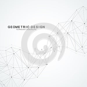 Abstract polygonal background with connected lines and dots. Minimalistic geometric pattern. Molecule structure and