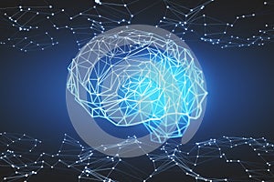 Abstract polygonal brain hologram