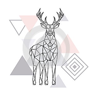 Abstract polygonal deer. Geometric hipster illustration.