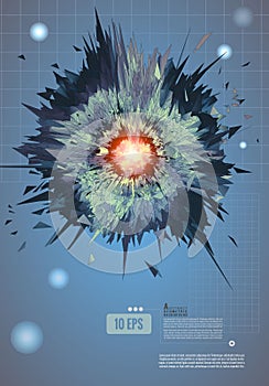 Abstract polygonal explosion graphic illustration