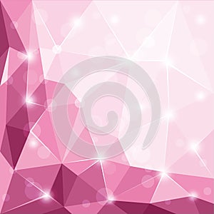Abstract polygonal geometric facet shiny pink background illustration