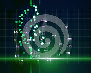 Abstract polygonal grid with glow dots.  Concept of decision making analysis data quality.  Business and science visualization of