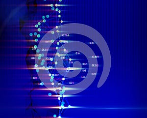 Abstract polygonal grid with glow dots concept of decision making analysis data quality.  Business and science visualization of