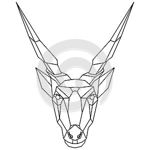 Abstract polygonal head of african antelope, eland. Geometric illustration. Vector.