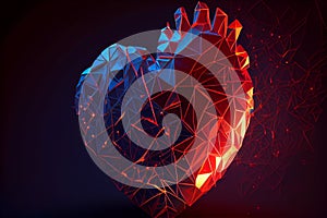 Abstract polygonal heart created with Generative Ai