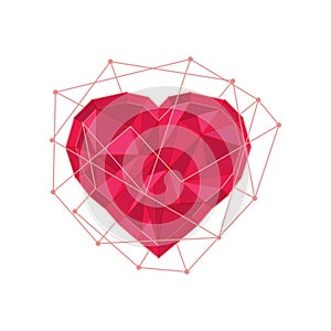 Abstract polygonal heart shape design vector