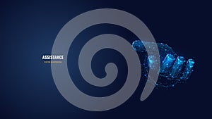 Abstract polygonal image of hand gesture concept