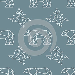 Abstract polygonal polar bear seamless pattern.