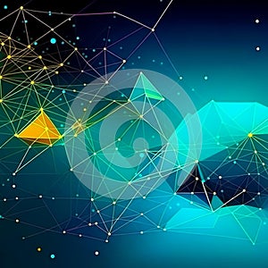 Abstract polygonal space background with connecting dots and lines. Geometric stylish pattern of intersecting lines and