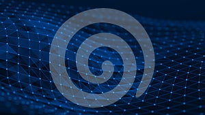 Abstract polygonal space with dots and lines. Triangular connection structure. Background concept for your design. 3d rendering.