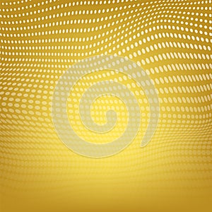 Polygonal Space. Low Poly Yellow Background with Connecting Dot. Big Data. Connection Structure. Grid with Dots Texture