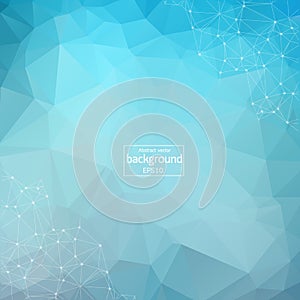 Abstract polygonal surface background. Low poly mesh design with connecting dot and line. Connection triangle structure. Vector