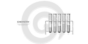 Abstract polygonal test tube rack isolated on white background.