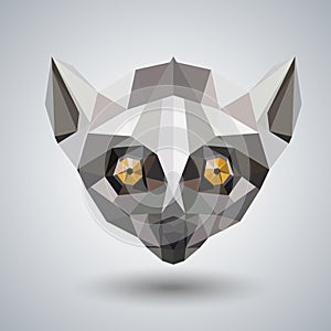 Abstract polygonal tirangle animal lemur. Hipster animal photo
