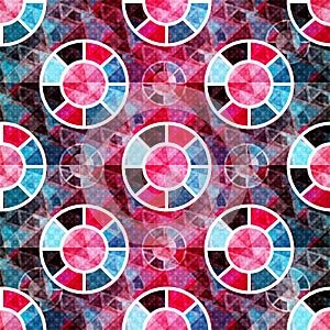 Abstract polygons and circles on a beautiful geometric background seamless pattern vector illustration