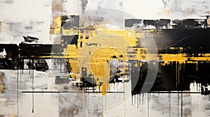 Abstract Painting: Yellow And White Colors With Bold Color Blocks photo