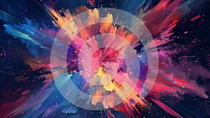 Abstract pop background with explosion of colors to the beat