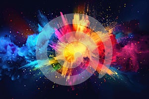 Abstract pop background with explosion of colors to the beat