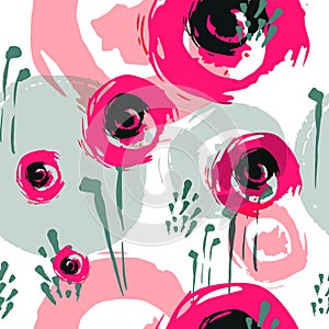 Abstract poppy flowers. Seamless background.