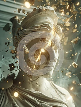 abstract portrait with golden shards photo