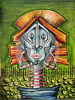 Abstract portrait of a native woman