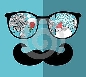 Abstract portrait of retro man in glasses.