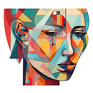 Abstract portrait of young adults in mosaic shape