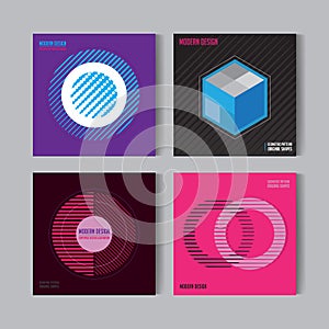 Abstract Posers Set. Art Graphic vector Backgrounds in Retro Swiss Flat Style. Isolated Figure, Shape, Icon, Logo for photo