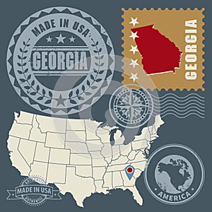 Abstract post stamps set Georgia, USA