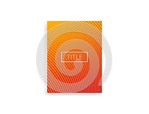 Abstract poster card. Book cover with geometric booklet. Pattern brochure with orange gradient. Colorful flyer. Trendy magazine.