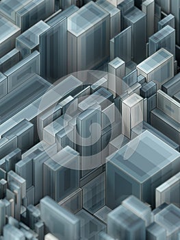 Abstract poster with futuristic city geometry for banner design. 3d rendering