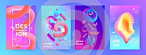 Abstract poster. Modern futuristic banners with vibrant gradient shapes and minimalist elements. Vector geometric music