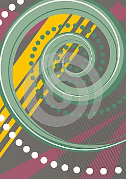 Abstract poster with spirals, circles, lines, suitable for advertising, banners, flyers, fabric patterns, screen savers