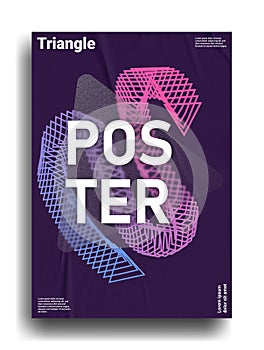 Abstract poster with triangle in modern stÑƒle with bland, gradient and texture.