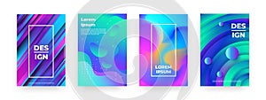 Abstract posters. Trendy minimal gradient banners with simple geometry and vibrant colors. Vector futuristic graphic