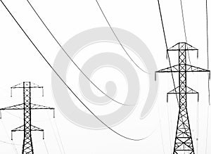 Abstract Of Power Lines in Black and White