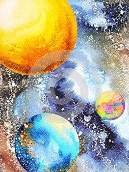 Abstract power universe watercolor painting illustration design